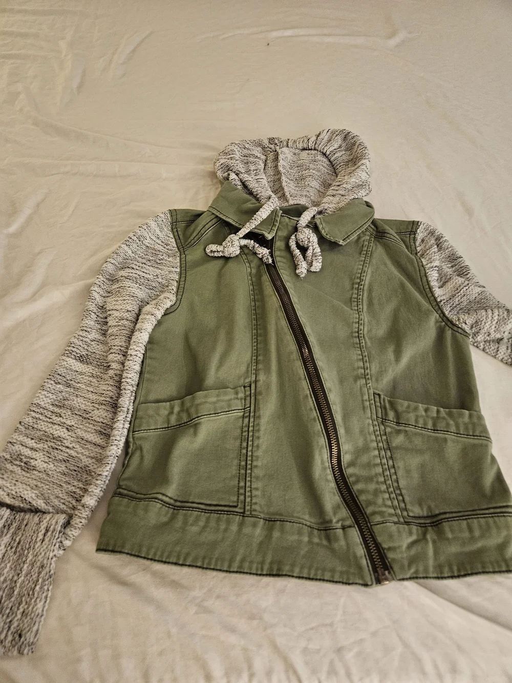 Mossimo Supply Co. Two-Tone Olive Utility Jacket with Knit Hood